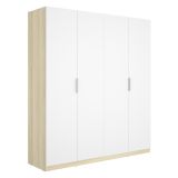 Guardaroba Grande Bianco Marrone Rovere 2 Ripiani Appendiabiti 51x204h cm, Cassetti - Holder