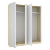 Guardaroba Grande Bianco Marrone Rovere 2 Ripiani Appendiabiti 51x204h cm, Cassetti - Holder