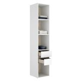 Guardaroba Grande Bianco Marrone Rovere 3 Ripiani 2 Cassetti 45x205h cm, Apertura Scorrevole - Claymont