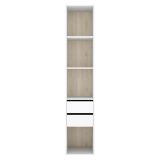 Guardaroba Grande Bianco Marrone Rovere 3 Ripiani 2 Cassetti 45x205h cm, Apertura Scorrevole - Claymont