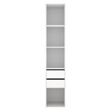 Guardaroba Grande Bianco Marrone Rovere 3 Ripiani 2 Cassetti 45x205h cm, Apertura Scorrevole - Claymont