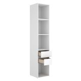 Guardaroba Grande Bianco Marrone Rovere 3 Ripiani 2 Cassetti 45x205h cm, Apertura Scorrevole - Claymont