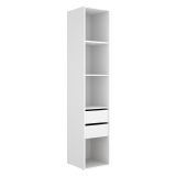 Guardaroba Grande Bianco Marrone Rovere 3 Ripiani 2 Cassetti 45x205h cm, Apertura Scorrevole - Claymont