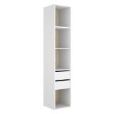 Guardaroba Grande Bianco Marrone Rovere 3 Ripiani 2 Cassetti 45x205h cm, Apertura Scorrevole - Claymont