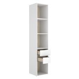Guardaroba Grande Bianco Marrone Rovere 3 Ripiani 2 Cassetti 45x205h cm, Apertura Scorrevole - Claymont