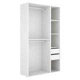 Guardaroba Grande Bianco Marrone Rovere 4 Ripiani Appendiabiti 45x205h cm, 2 Cassetti - Fellowship