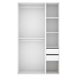 Guardaroba Grande Bianco Marrone Rovere 4 Ripiani Appendiabiti 45x205h cm, 2 Cassetti - Fellowship