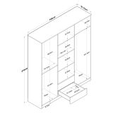 Guardaroba Grande Bianco Marrone Rovere 5 Ripiani 2 Cassetti 180x210h cm, Appendiabiti - Tadasuni