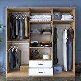 Guardaroba Grande Bianco Marrone Rovere 5 Ripiani 2 Cassetti 210x210h cm, Appendiabiti - Vandoies