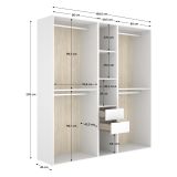 Guardaroba Grande Bianco Marrone Rovere 5 Ripiani Appendiabiti 45x205h cm, 2 Cassetti - Rector