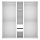 Guardaroba Grande Bianco Marrone Rovere 5 Ripiani Appendiabiti 45x205h cm, 2 Cassetti - Rector
