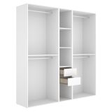 Guardaroba Grande Bianco Marrone Rovere 5 Ripiani Appendiabiti 45x205h cm, 2 Cassetti - Rector