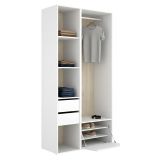 Guardaroba Grande Bianco Marrone Rovere 6 Ripiani Appendiabiti 45x205h cm, 2 Cassetti - Cornwell