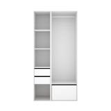 Guardaroba Grande Bianco Marrone Rovere 6 Ripiani Appendiabiti 45x205h cm, 2 Cassetti - Cornwell