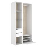 Guardaroba Grande Bianco Marrone Rovere 6 Ripiani Appendiabiti 45x205h cm, 2 Cassetti - Cornwell