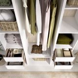 Guardaroba Grande Bianco Marrone Rovere 7 Ripiani Appendiabiti 45x205h cm, 4 Cassetti - Bellwood