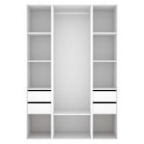 Guardaroba Grande Bianco Marrone Rovere 7 Ripiani Appendiabiti 45x205h cm, 4 Cassetti - Bellwood