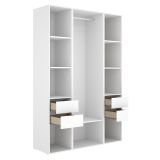 Guardaroba Grande Bianco Marrone Rovere 7 Ripiani Appendiabiti 45x205h cm, 4 Cassetti - Bellwood