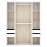 Guardaroba Grande Bianco Marrone Rovere 7 Ripiani Appendiabiti 45x205h cm, 4 Cassetti - Gardiner