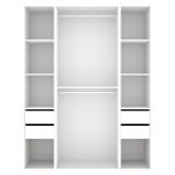 Guardaroba Grande Bianco Marrone Rovere 7 Ripiani Appendiabiti 45x205h cm, 4 Cassetti - Gardiner