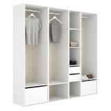 Guardaroba Grande Bianco Marrone Rovere Modulabile 10 Ripiani 45x205h cm, Appendiabiti - Hawthorne