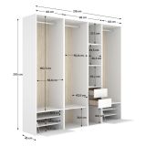 Guardaroba Grande Bianco Marrone Rovere Modulabile 10 Ripiani 45x205h cm, Appendiabiti - Hawthorne