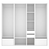 Guardaroba Grande Bianco Marrone Rovere Modulabile 10 Ripiani 45x205h cm, Appendiabiti - Hawthorne