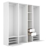 Guardaroba Grande Bianco Marrone Rovere Modulabile 10 Ripiani 45x205h cm, Appendiabiti - Hawthorne