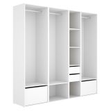 Guardaroba Grande Bianco Marrone Rovere Modulabile 10 Ripiani 45x205h cm, Appendiabiti - Hawthorne