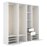 Guardaroba Grande Bianco Marrone Rovere Modulabile 10 Ripiani 45x205h cm, Appendiabiti - Hawthorne