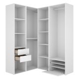 Guardaroba Grande Bianco Marrone Rovere Modulabile 11 Ripiani 145x205h cm, Appendiabiti - Rawlinson