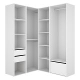 Guardaroba Grande Bianco Marrone Rovere Modulabile 11 Ripiani 145x205h cm, Appendiabiti - Rawlinson