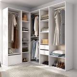 Guardaroba Grande Bianco Marrone Rovere Modulabile 12 Ripiani 186x205h cm, Appendiabiti - Atwood