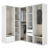 Guardaroba Grande Bianco Marrone Rovere Modulabile 12 Ripiani 186x205h cm, Appendiabiti - Atwood