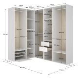 Guardaroba Grande Bianco Marrone Rovere Modulabile 12 Ripiani 186x205h cm, Appendiabiti - Atwood