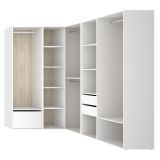 Guardaroba Grande Bianco Marrone Rovere Modulabile 12 Ripiani 186x205h cm, Appendiabiti - Atwood