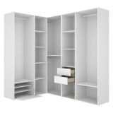 Guardaroba Grande Bianco Marrone Rovere Modulabile 12 Ripiani 186x205h cm, Appendiabiti - Atwood
