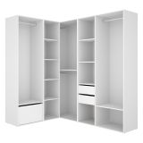 Guardaroba Grande Bianco Marrone Rovere Modulabile 12 Ripiani 186x205h cm, Appendiabiti - Atwood