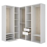Guardaroba Grande Bianco Marrone Rovere Modulabile 12 Ripiani 186x205h cm, Appendiabiti - Atwood