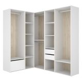 Guardaroba Grande Bianco Marrone Rovere Modulabile 12 Ripiani 186x205h cm, Appendiabiti - Atwood