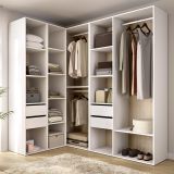 Guardaroba Grande Bianco Marrone Rovere Modulabile 12 Ripiani 186x205h cm, Appendiabiti - Boughton