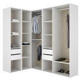 Guardaroba Grande Bianco Marrone Rovere Modulabile 12 Ripiani 186x205h cm, Appendiabiti - Boughton