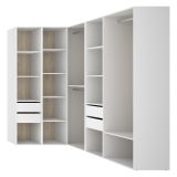Guardaroba Grande Bianco Marrone Rovere Modulabile 12 Ripiani 186x205h cm, Appendiabiti - Boughton