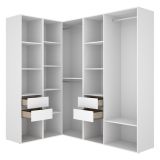 Guardaroba Grande Bianco Marrone Rovere Modulabile 12 Ripiani 186x205h cm, Appendiabiti - Boughton