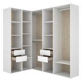 Guardaroba Grande Bianco Marrone Rovere Modulabile 12 Ripiani 186x205h cm, Appendiabiti - Boughton