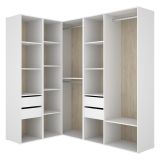 Guardaroba Grande Bianco Marrone Rovere Modulabile 12 Ripiani 186x205h cm, Appendiabiti - Boughton