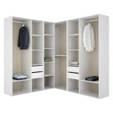 Guardaroba Grande Bianco Marrone Rovere Modulabile 13 Ripiani 186x205h cm, Appendiabiti - Yancy