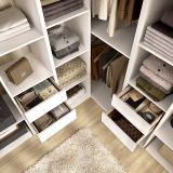 Guardaroba Grande Bianco Marrone Rovere Modulabile 13 Ripiani 186x205h cm, Appendiabiti - Yancy