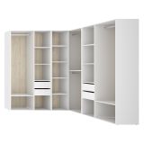 Guardaroba Grande Bianco Marrone Rovere Modulabile 13 Ripiani 186x205h cm, Appendiabiti - Yancy