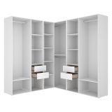 Guardaroba Grande Bianco Marrone Rovere Modulabile 13 Ripiani 186x205h cm, Appendiabiti - Yancy